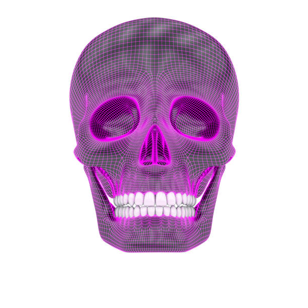 Horiozntal studio shot on white of vampire made mad by grief with (plastic) skull.