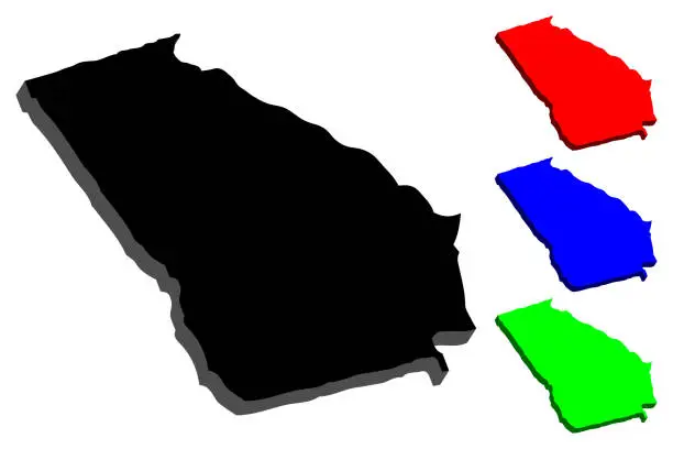 Vector illustration of 3D map of Georgia (U.S. state)