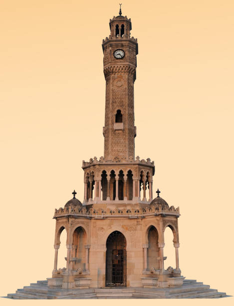 istock izmir clock tower isolated with yellow background 1012948350