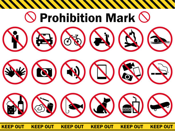 Prohibition Mark1 Prohibition Mark no photographs sign illustrations stock illustrations