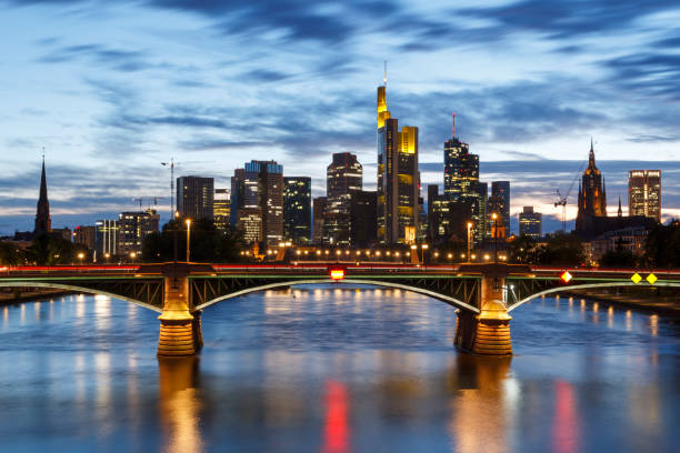 istock Frankfurt city view from river Main 1012994048