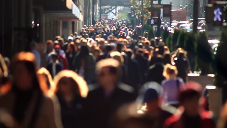 Slow motion anonymous crowd