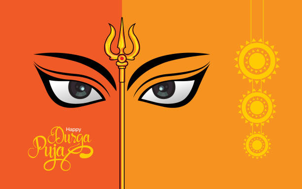 illustrations, cliparts, dessins animés et icônes de durga puja festival fond template design - goddess indian culture statue god