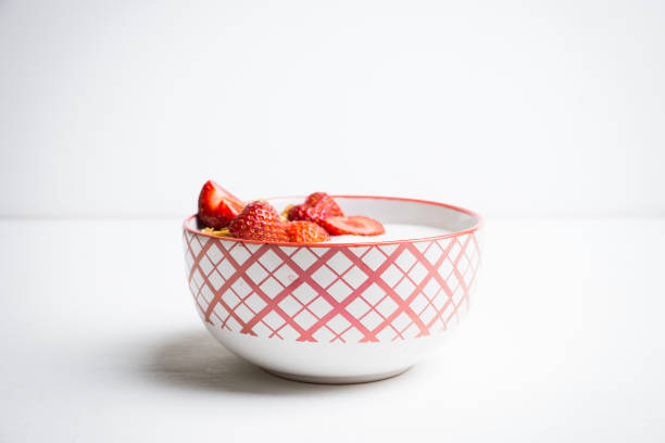 Healthy breakfast with strawberry. Selective focus.