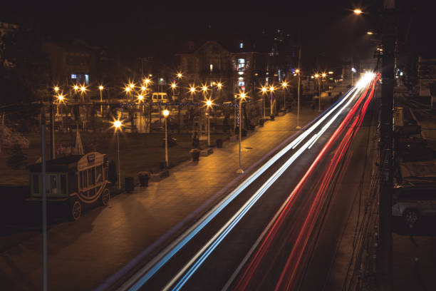 istock Light trails at night in Romania. 1013022970
