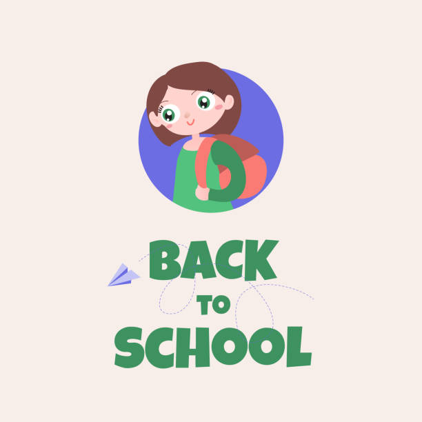 ilustrações de stock, clip art, desenhos animados e ícones de back to school design with character girl - girl5