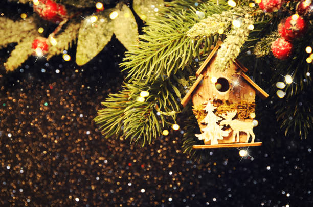 istock Christmas background, Christmas tree brunch with christmas ornament 1013040996