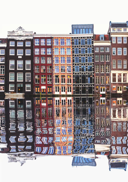 istock Typical Dutch houses built by the canal, Amsterdam, Netherlands 1013074014