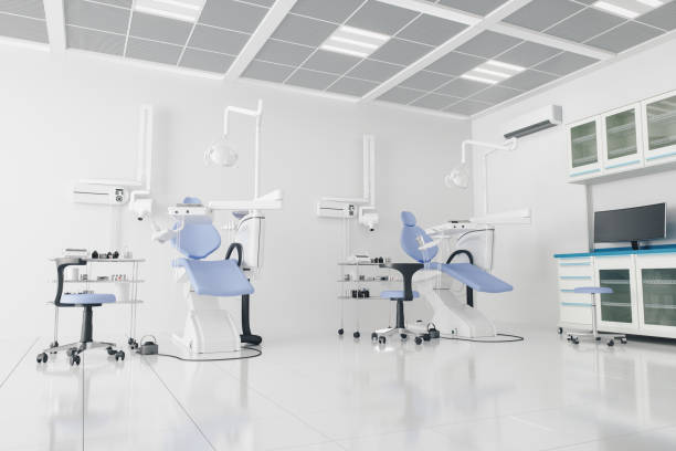 modern dental clinic - dentist office dentists chair dental equipment white imagens e fotografias de stock