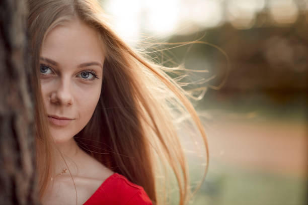 Young woman portrait with beautiful long hair