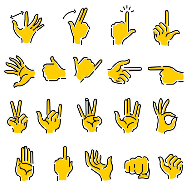 hands gestures open outline icons - ilustração de arte vetorial