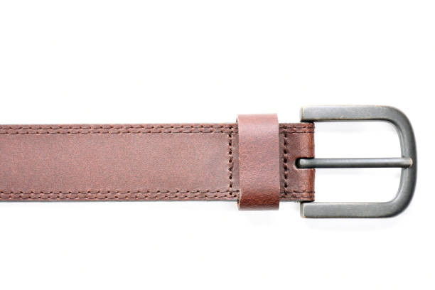 istock Brown leather belt isolated on white background 1013116166