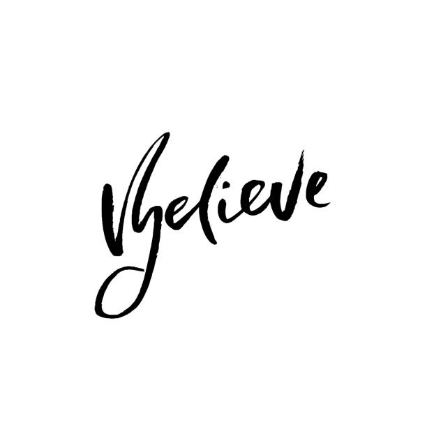 istock Believe. Hand drawn dry brush lettering. Ink illustration. Modern calligraphy phrase. Vector illustration. 1013122884