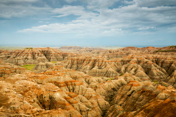 Subject: A thunderstorm moving over the landscape of Badlands