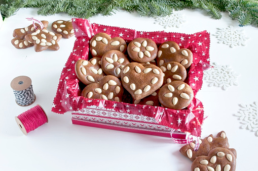 Gingerbread with almonds gluten free in christmas decoration