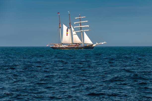 istock Gaff Schooner Sails Catch Light on Horizon 1013140508