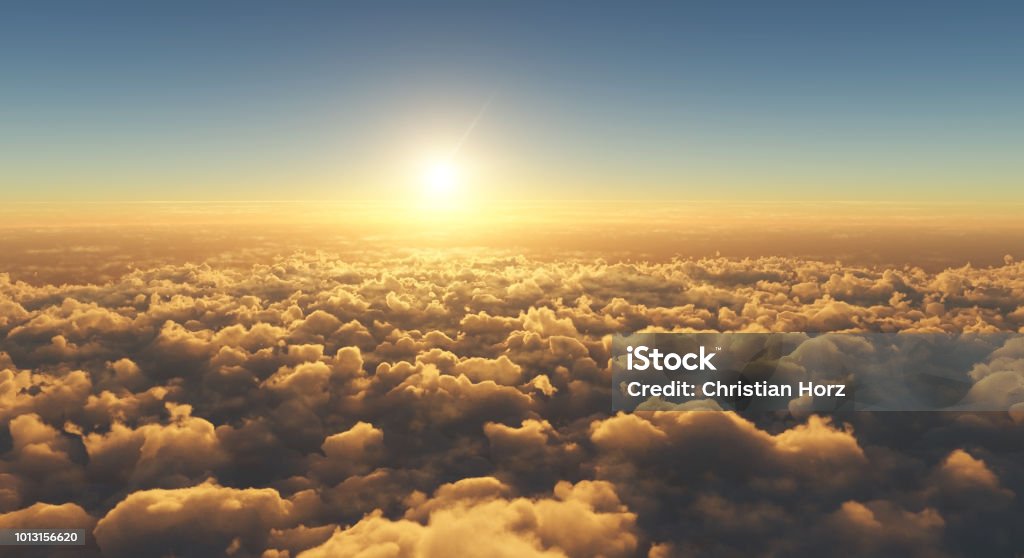 Sonnenuntergang über Wolken - Lizenzfrei Wolke Stock-Foto