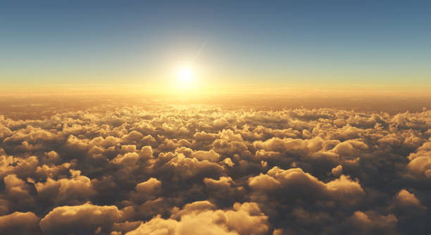 piękny zachód słońca nad chmurami - sunbeam cloud panoramic sky zdjęcia i obrazy z banku zdjęć