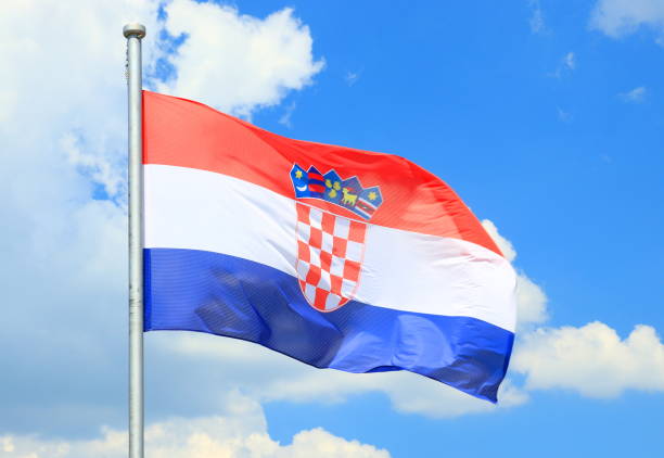 istock Croatian flag flying on wind 1013162818