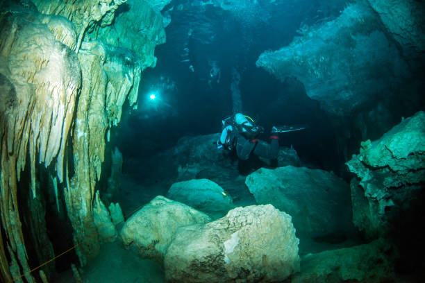 Scuba diving in Cenote Dos Ojos in Mexico