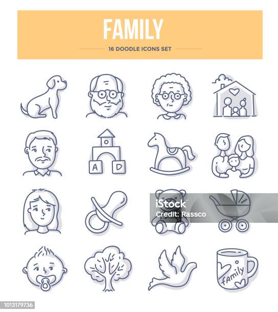 Family Doodle Icons Stock Illustration - Download Image Now - Icon Symbol, Family, Child