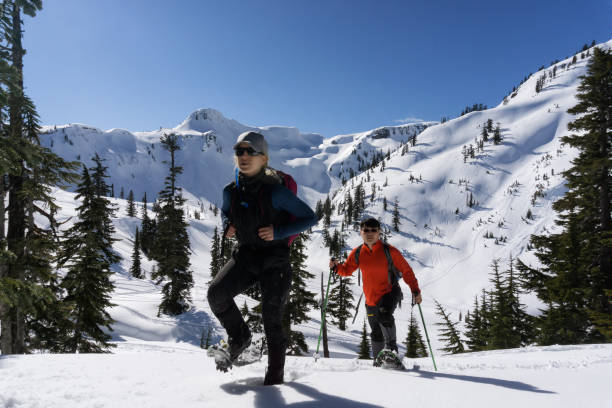 Snowshoeing in the snow