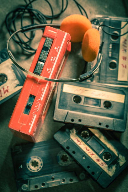 istock Classic cassette tape with walkman and headphones 1013207782