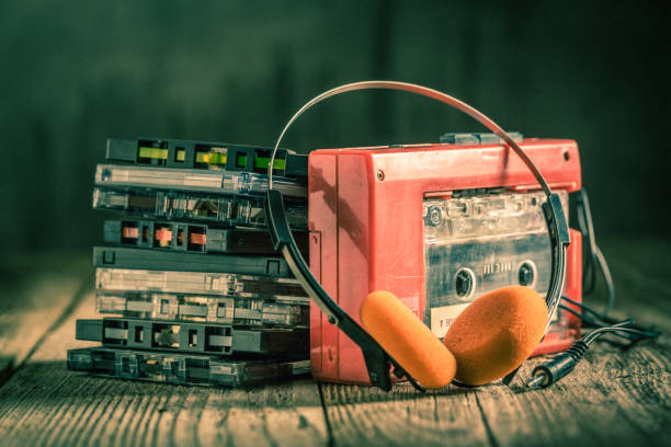Retro cassette tape with headphones