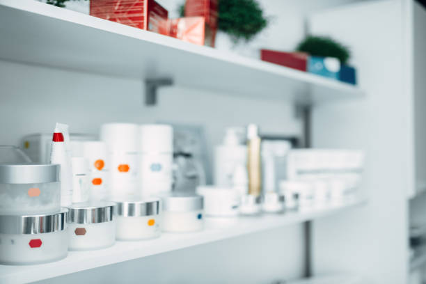 istock Shelf with creams, rejuvenation cosmetic, nobody 1013210678