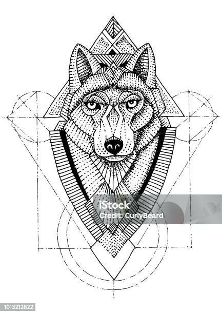 Wolf Geometric Stock Illustration - Download Image Now - Wolf, Geometric Shape, Animal