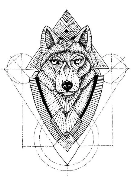 Vector illustration of Wolf geometric