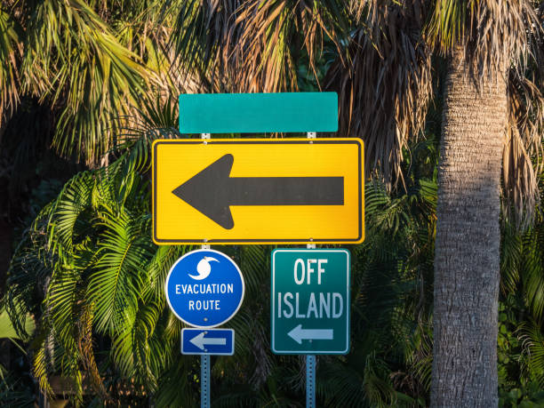 istock Hurricane Evacuation Route Sign with arrow, Florida 1013241668