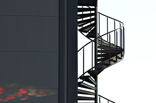 Building exterior with a spiral staircase