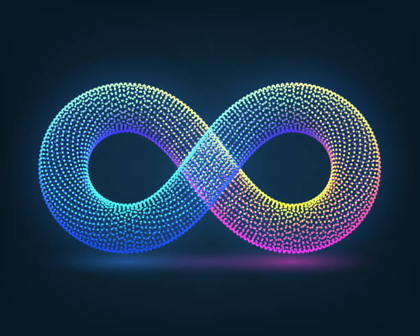 Infinity Neon sign of infinity on a dark background eternity symbol stock illustrations