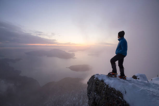 na szczycie st mark's peak - cliff mountain winter snow zdjęcia i obrazy z banku zdjęć