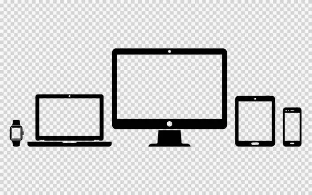 Vector illustration of Set of digital devices icons