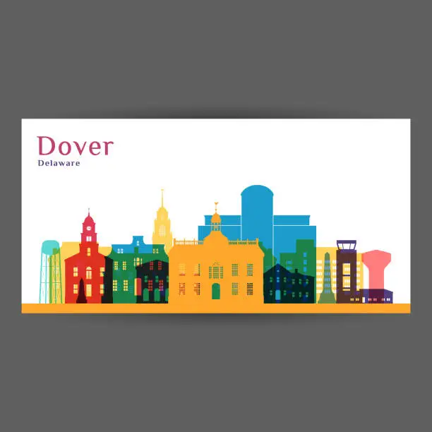 Vector illustration of Dover city architecture silhouette. Colorful skyline. City flat design. Vector business card.