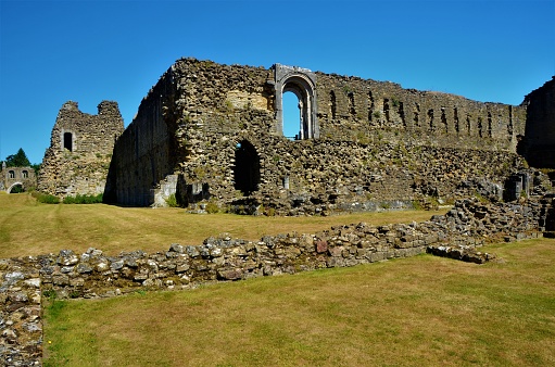 A view of the extensive ruins of the medieval Kirkham priory in North Yorkshire