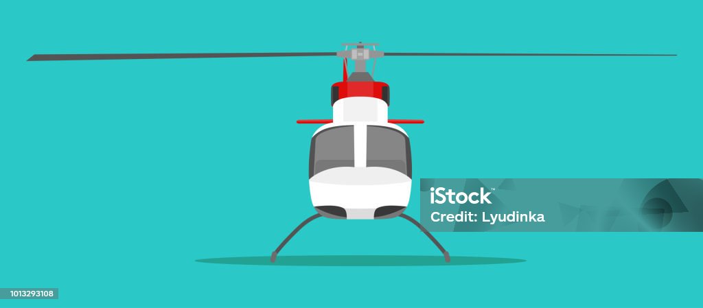 Helicopter isolated. Front view. Vector flat style illustration Helicopter stock vector