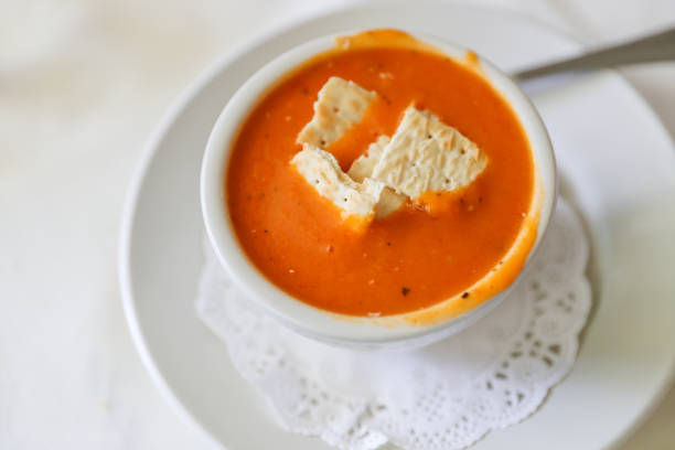 istock Tomato soup, Gazpacho in white bowl 1013303436