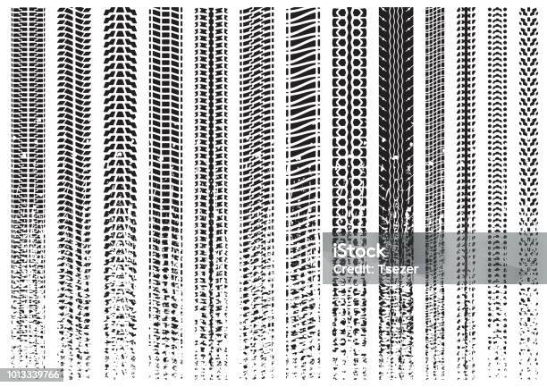 Tire Tracks Of Various Vehicles Stock Illustration - Download Image Now - Tire - Vehicle Part, Bicycle, Motorcycle