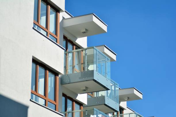 istock Modern apartment balcony at sunset. 1013339836