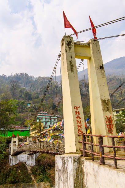 istock Bridge with colouful flags in the Indian state of Sikkim 1013366892