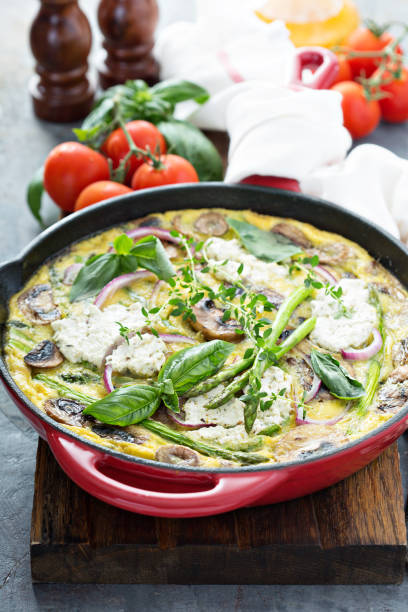 istock Asparagus, mushrooms and goat cheese frittata 1013377818