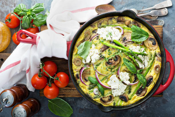 istock Asparagus, mushrooms and goat cheese frittata 1013377906
