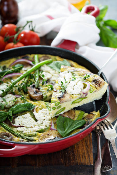 istock Asparagus, mushrooms and goat cheese frittata 1013382104