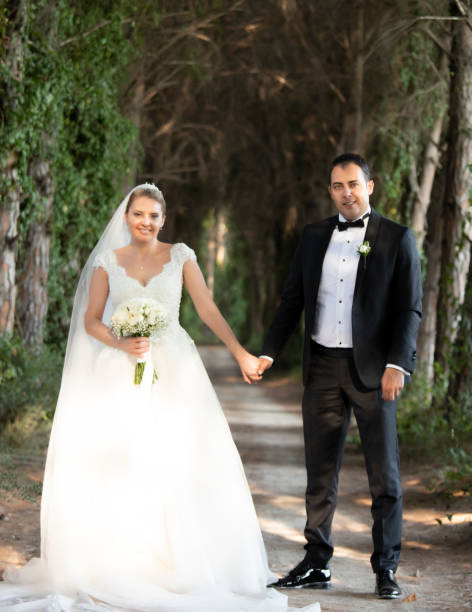 istock Bride and groom posing for wedding 1013408586