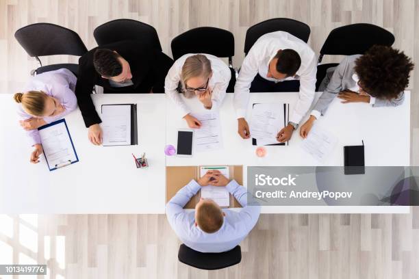 Businessman Shaking Hands At Interview Stock Photo - Download Image Now - Job Interview, Control Panel, Interview - Event