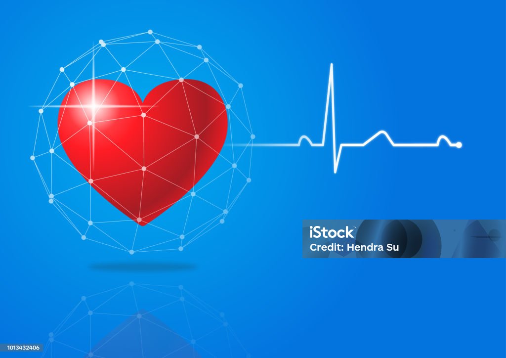 Heart beat or heart rate pulse Heart beat or heart rate pulse vector design on blue background Backgrounds stock vector