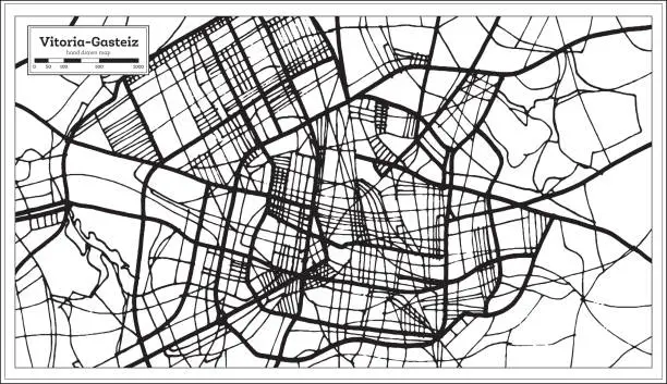 Vector illustration of Vitoria Gasteiz Spain City Map in Retro Style. Outline Map.